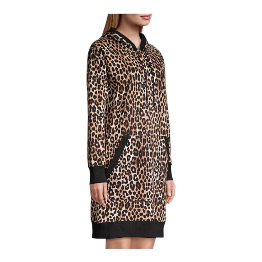 MICHAEL KORS NWT Women's Leopard Print Long Sleeve Cotton Terry Hoodie Dress Sml - Picture 3 of 16